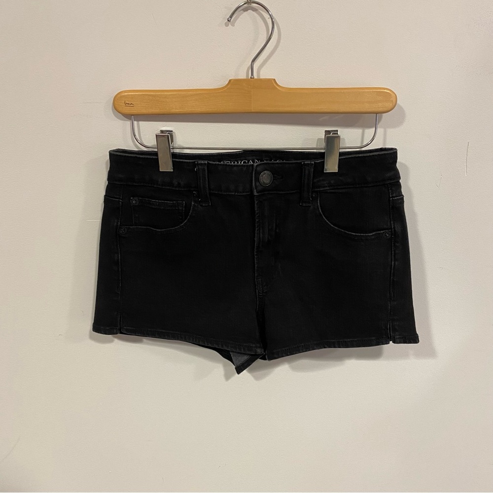 American Eagle Hi Rise Shortie Aeo Denim X4 360 Super Stretch Shorts Size 4